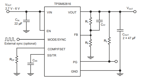 TPSM82816降壓模塊（集成電感器）TI 德州儀器