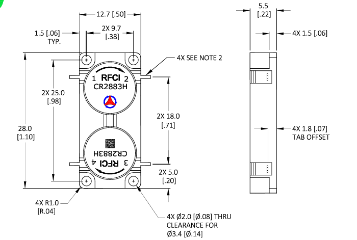 RFCI CR2883H雙循環(huán)器：高頻通信系統(tǒng)的理想選擇